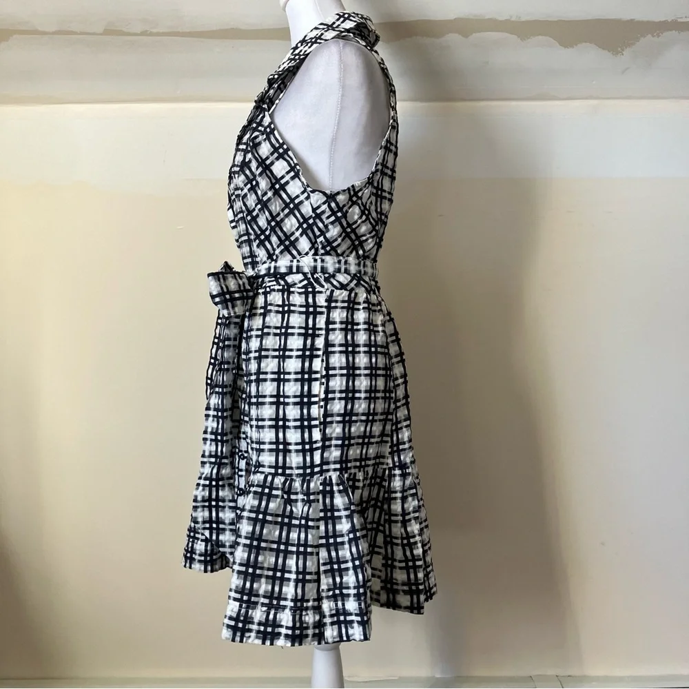 Maeve by Anthropologie Black & White Plaid Mini Flounce Dress size 10 - Picture 7 of 12